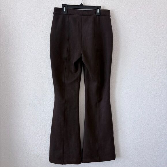 SPANX Faux Suede High Waisted Flare Leg Pants Chocolate Brown 20323Q MED Petite - Picture 4 of 9